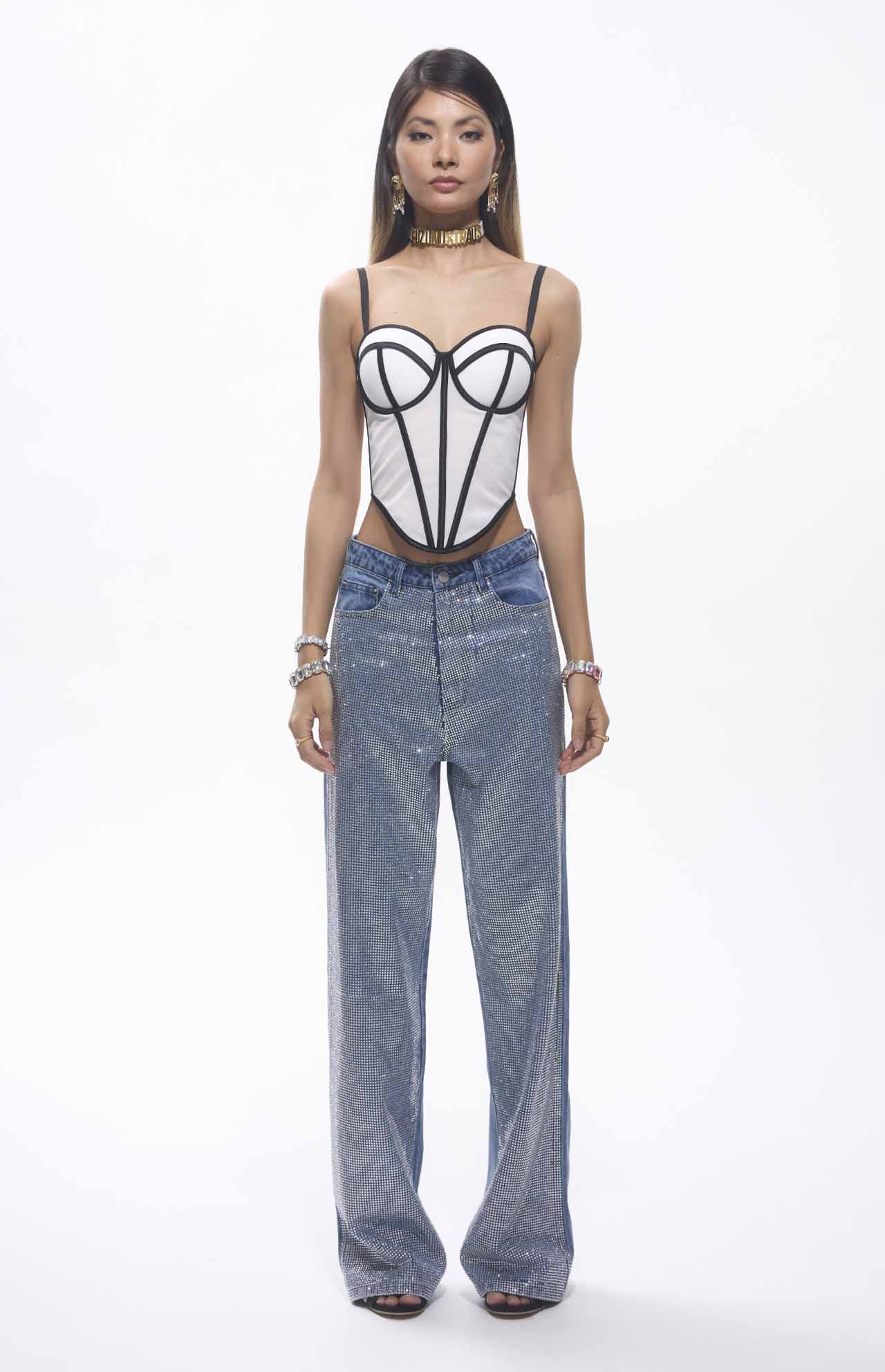 Hana Mesh Corset Top White