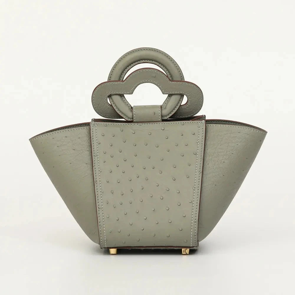 Ostrich Genuine Leather Women's Handbag Fashionable Trendy Simple Versatile Lady's Tote Single-Shoulder Crossbody Bag
