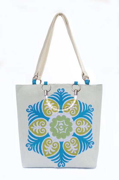 Suzani Teal Large Tote