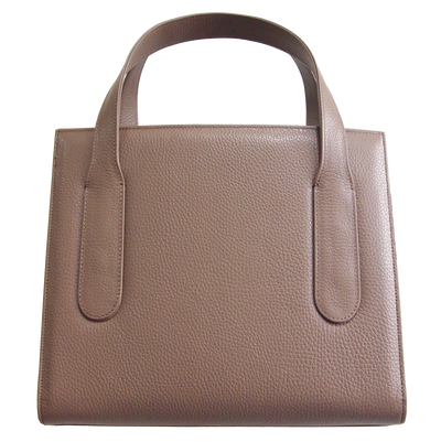 Large Pebbled Calf Leather Tote Taupe