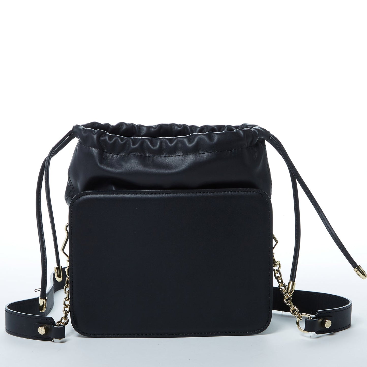 Cowhide Leather Leopard Print Drawstring Bag