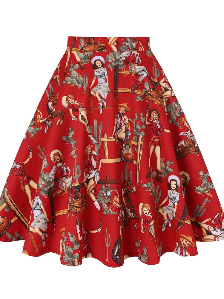 Women's Runway Cotton Retro Vintage Skirt