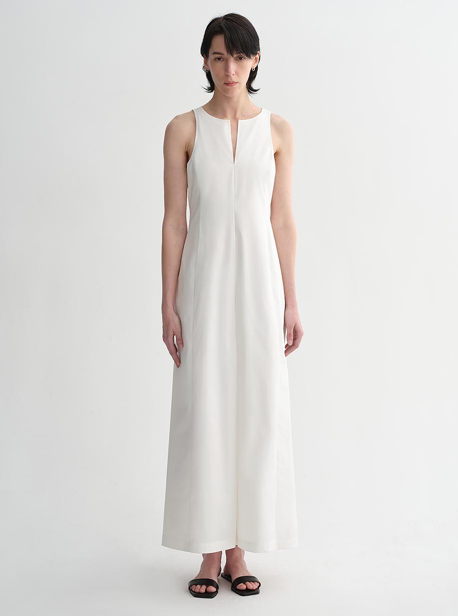 Micro-Cocoon-Shaped Pleated V-Neck Commuting Slim-Fitting Split Vest Dress