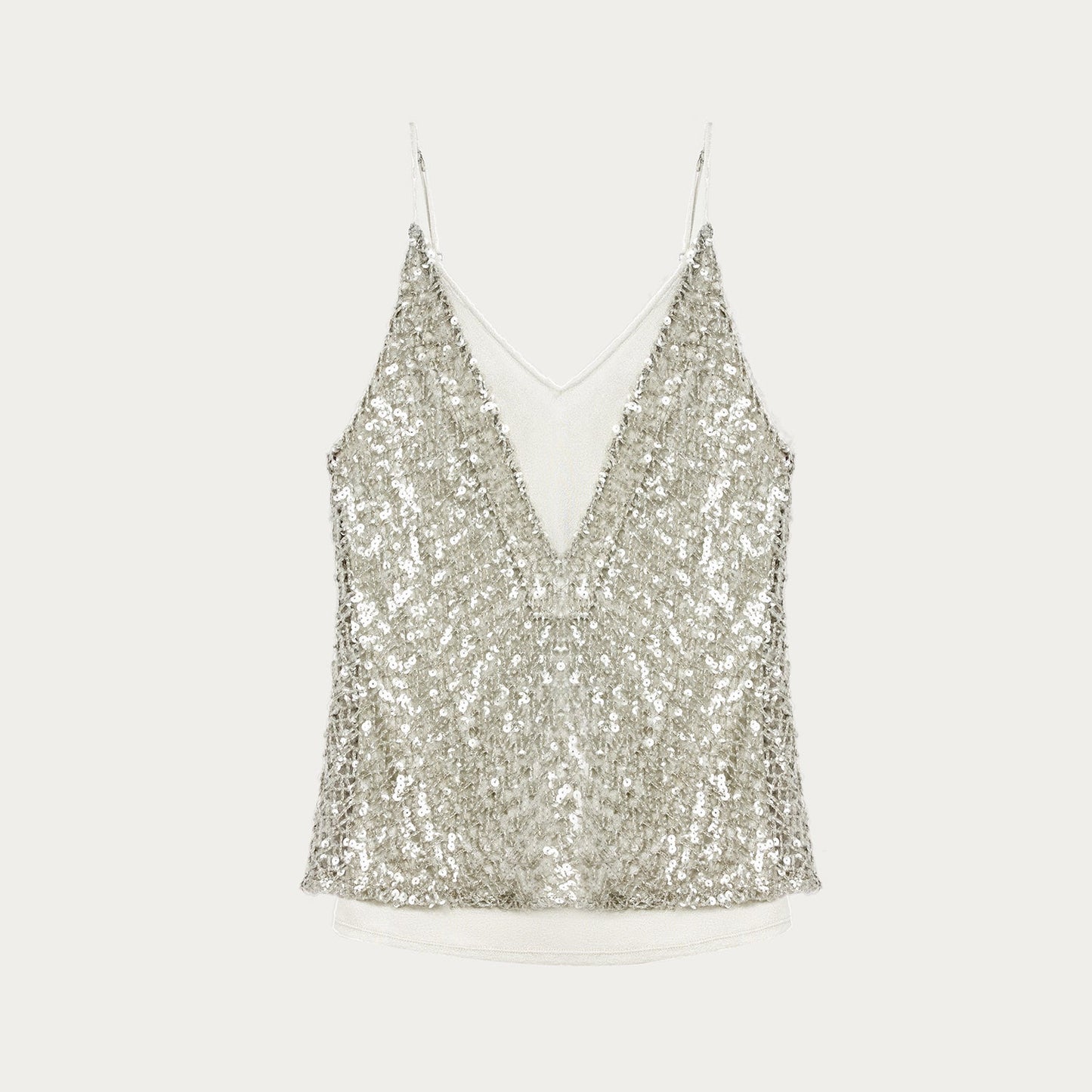 "Dream Catcher" Sequined Net Pattern Fake Two-Piece Deep v Waist Suspender Summer