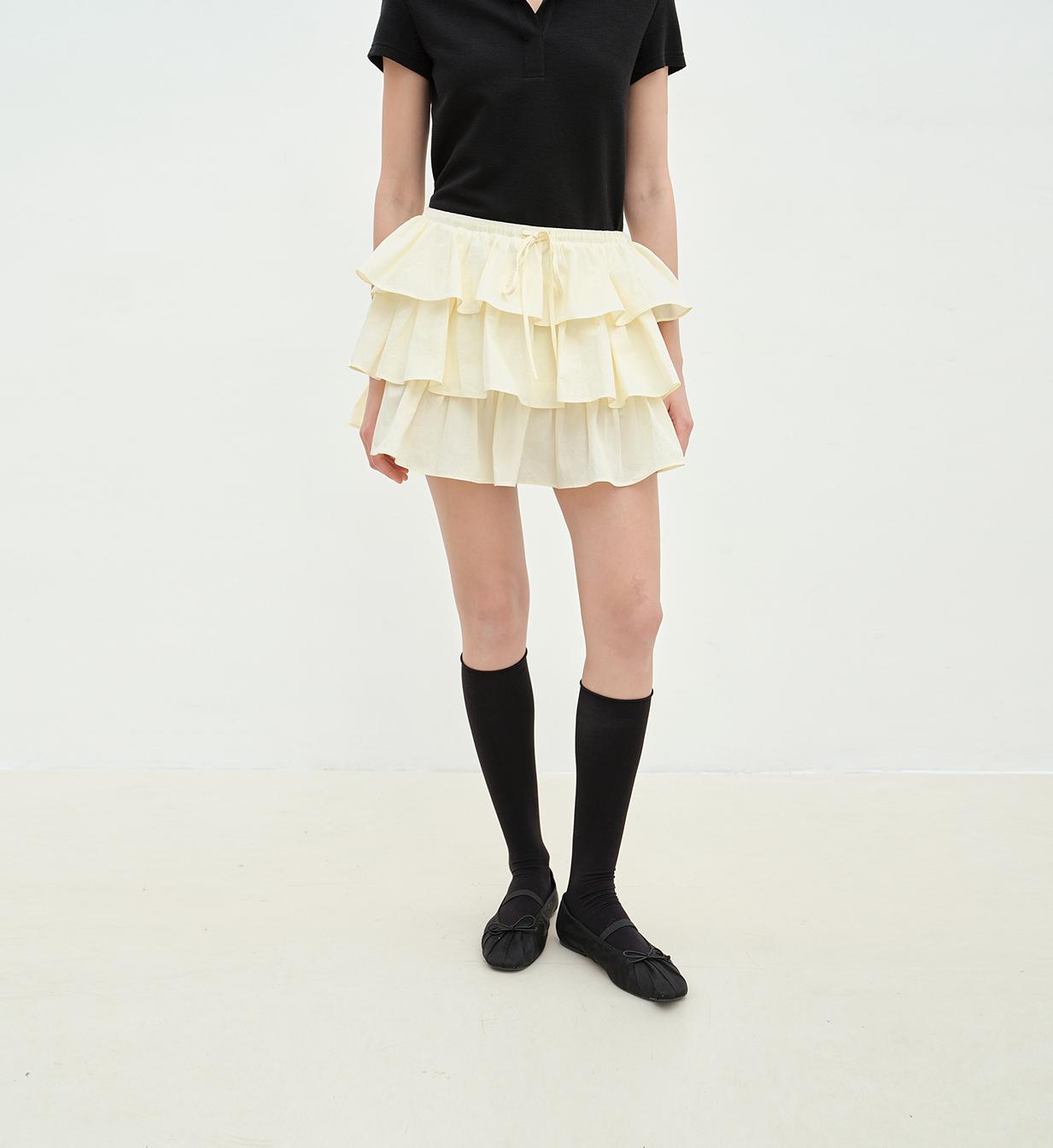 "Blueberry Cream" Pure Cotton Anti-Exposure Lace Cake  Skirt