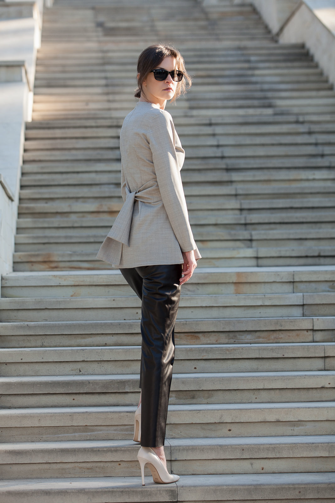 Dark Brown Faux Leather Trousers