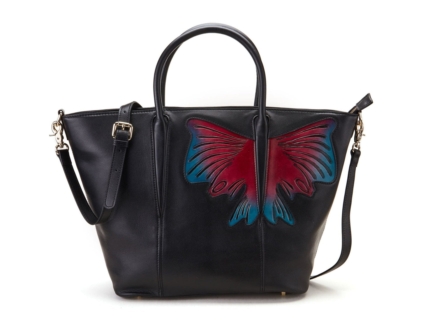 Butterfly Black Short Handle Bag