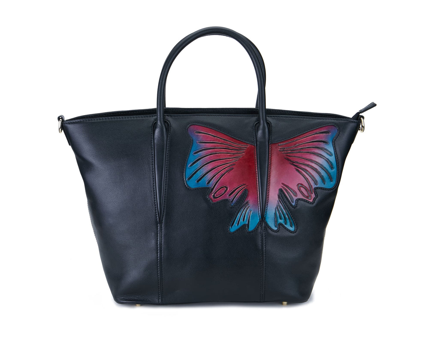 Butterfly Black Short Handle Bag