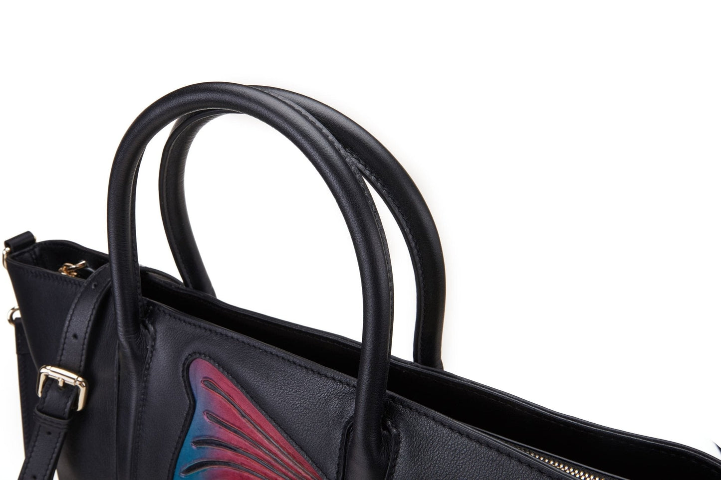 Butterfly Black Short Handle Bag