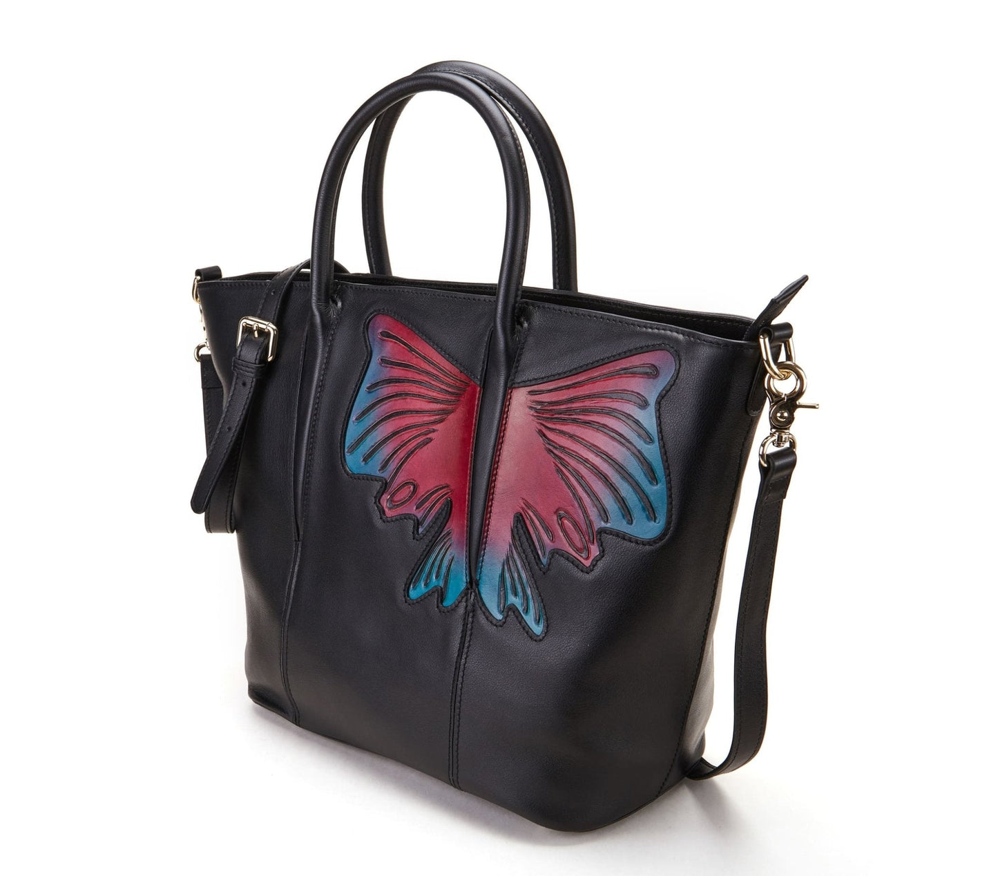 Butterfly Black Short Handle Bag