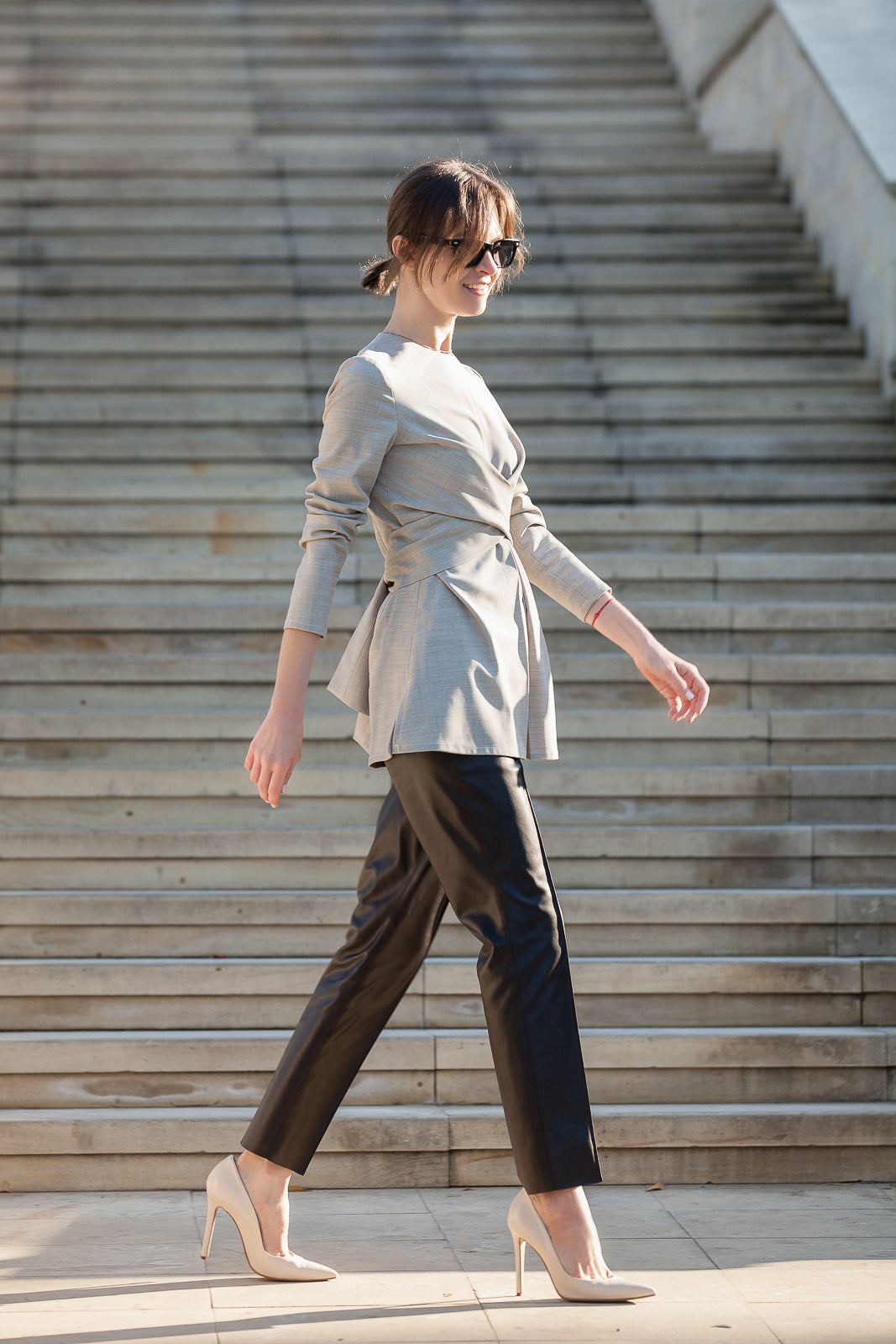 Dark Brown Faux Leather Trousers