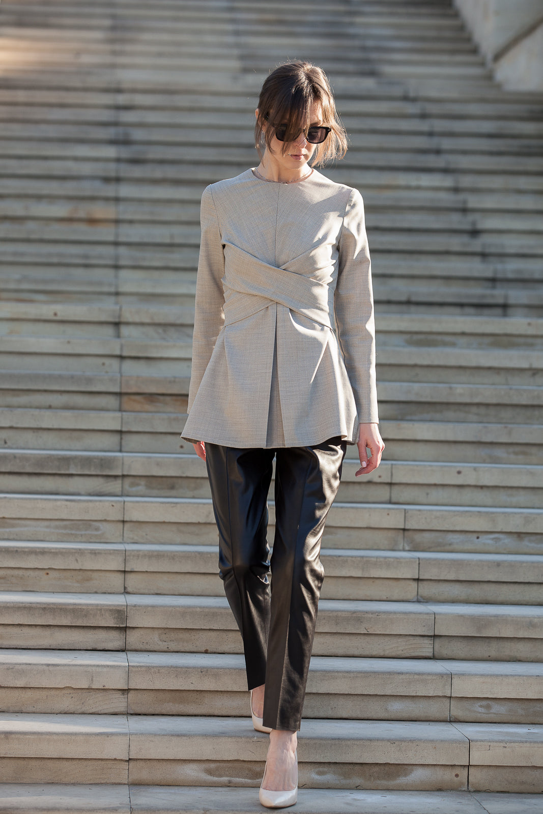 Dark Brown Faux Leather Trousers