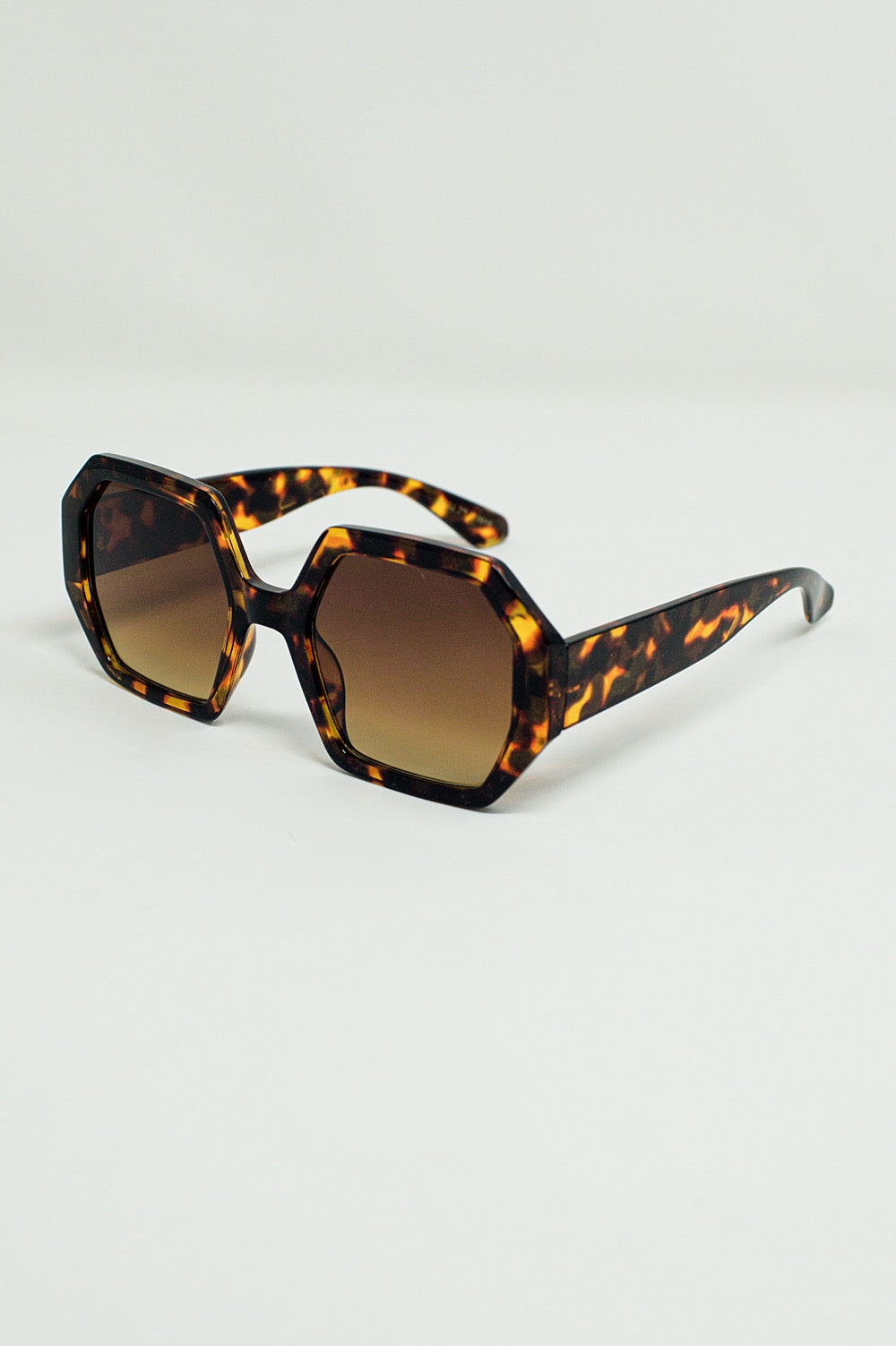Hexagonal Oversized Sunglasses in Dark Tortoiseshell