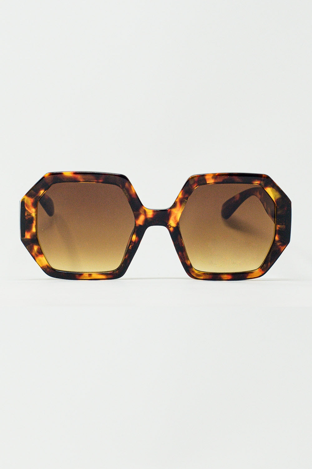 Hexagonal Oversized Sunglasses in Dark Tortoiseshell