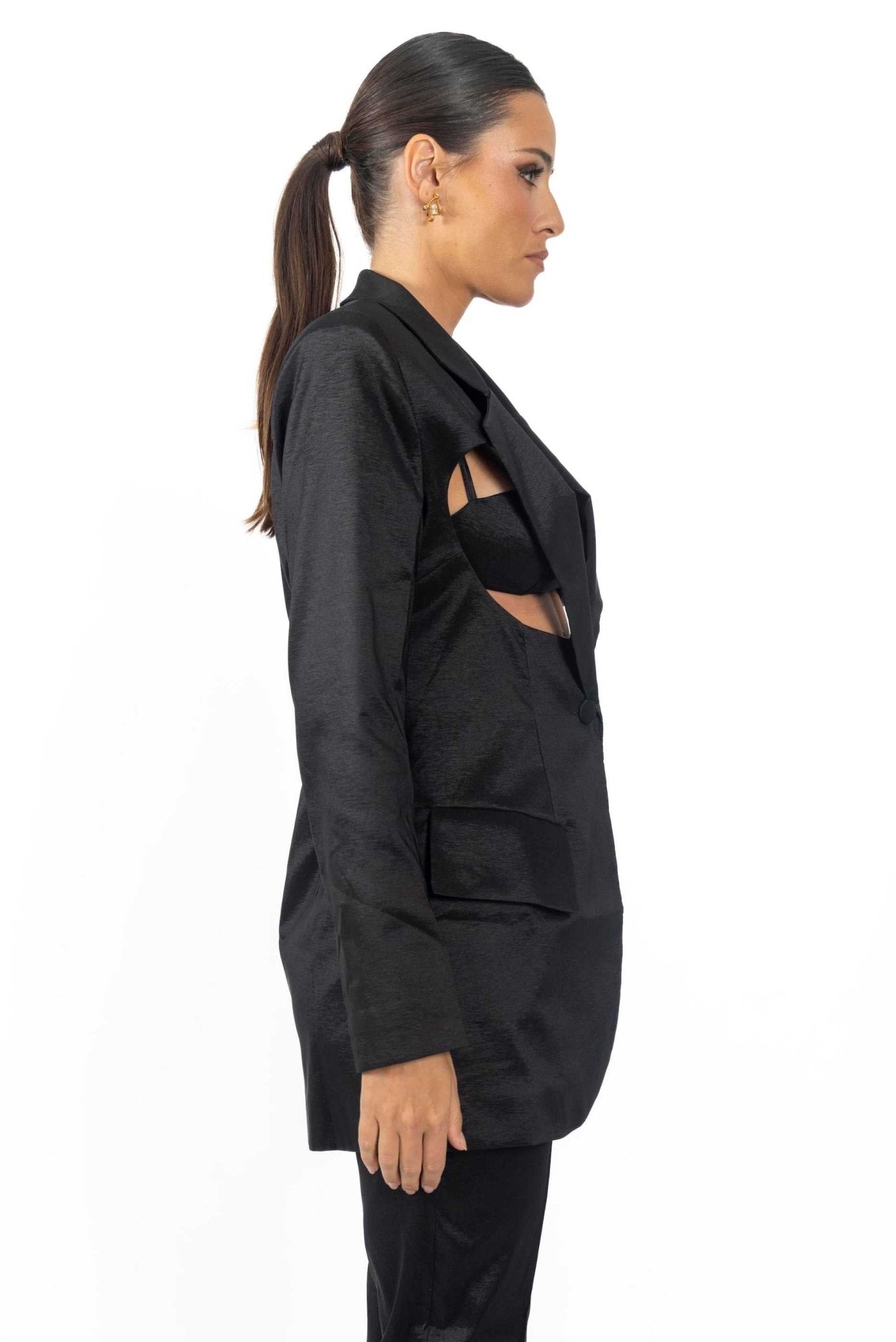 Meghan Cutout Black Blazer