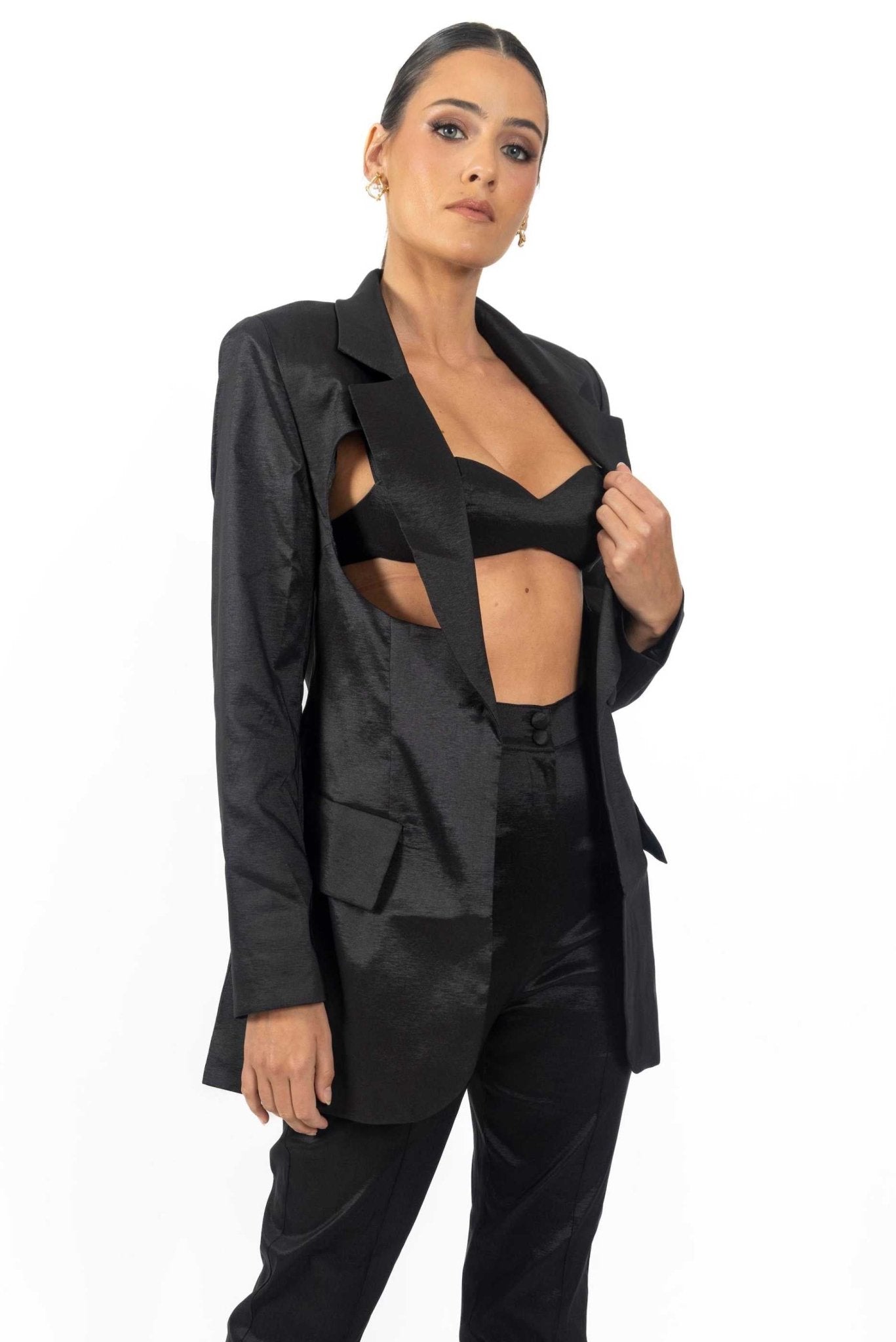 Meghan Cutout Black Blazer